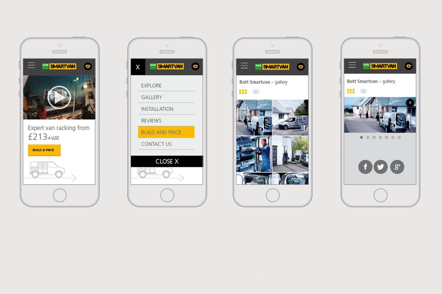 Smart phone visual of Bott Smartvan website