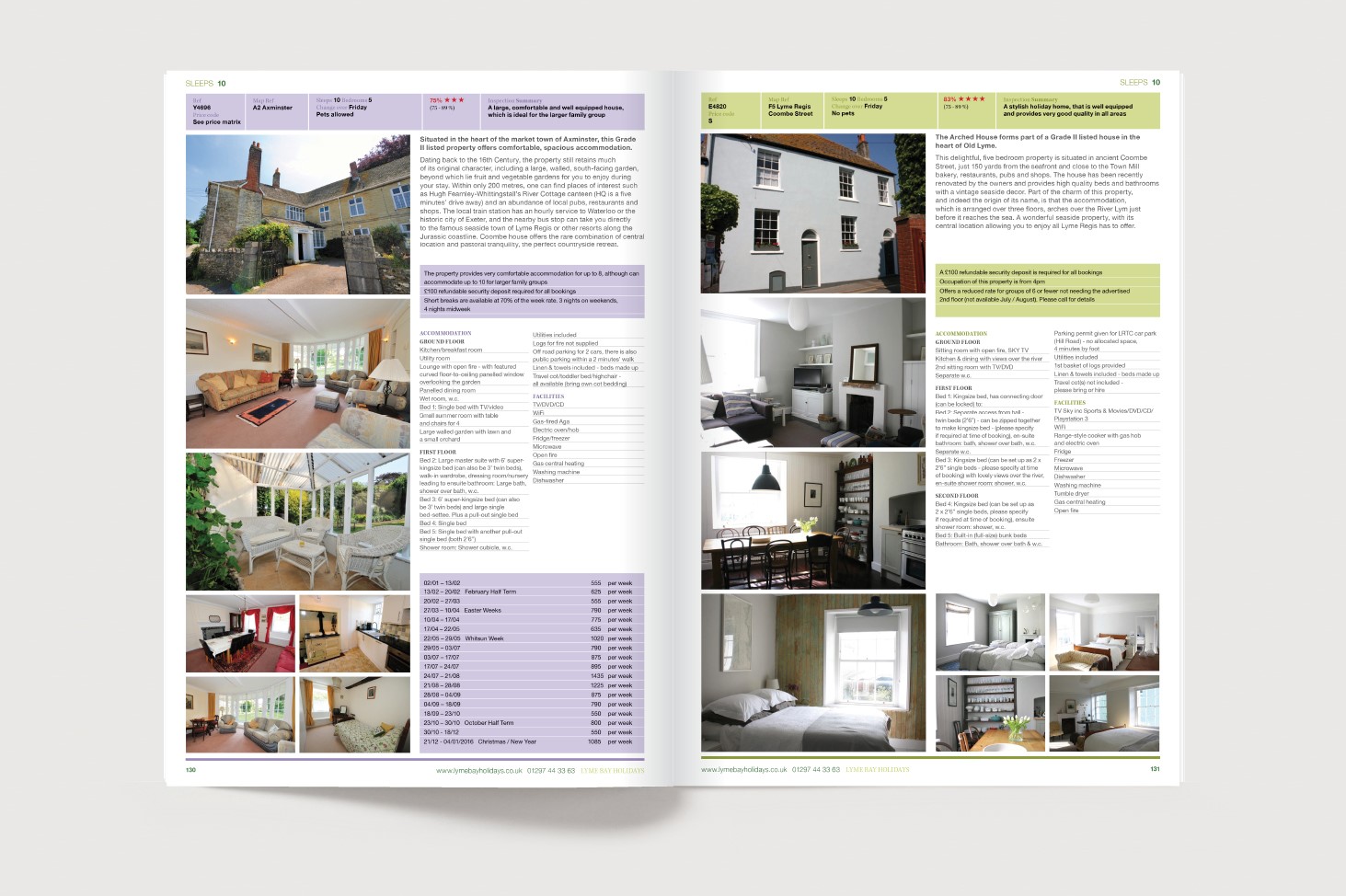 Visual of a spread for the Lyme Bay Holidays Brochure